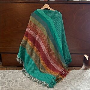 Vintage Poncho 1970s Multicolor Striped